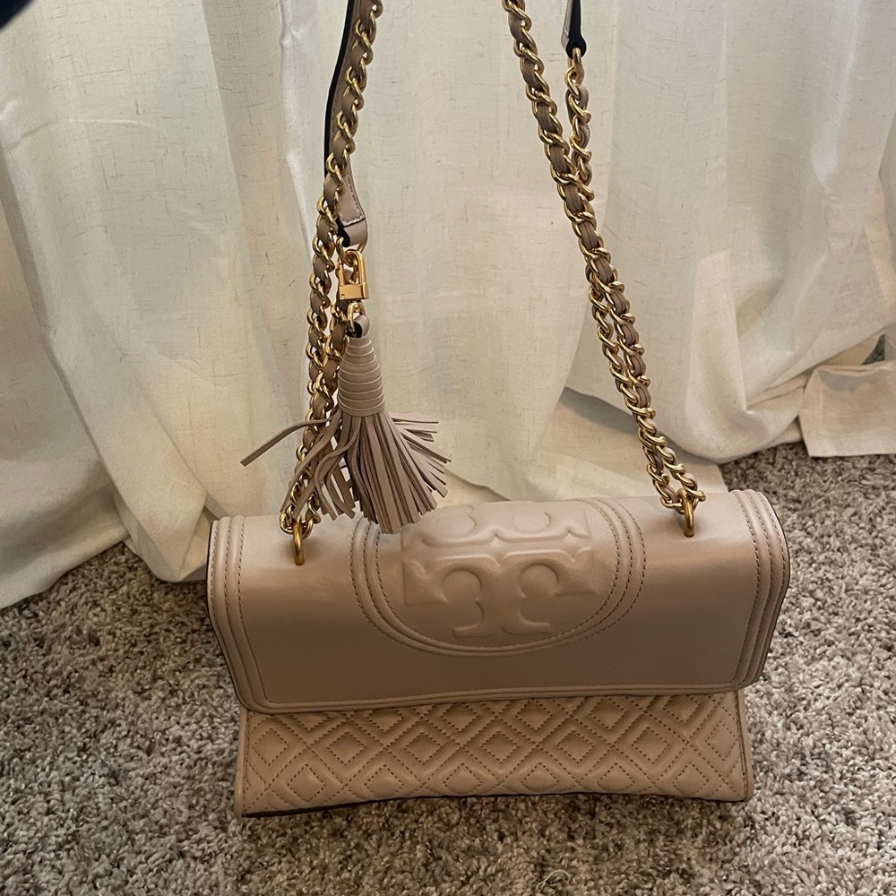 Tory Burch Purse - Fleming Blush/Cream Matte Convertible Shoulder Bag - Picture 6 of 10